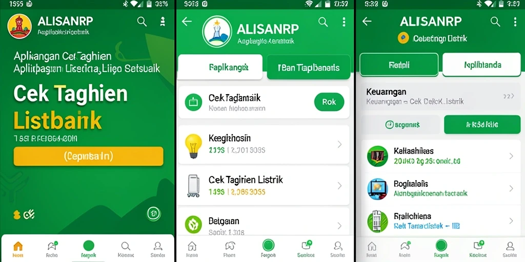 Tampilan antarmuka ALISANRP untuk cek tagihan listrik.