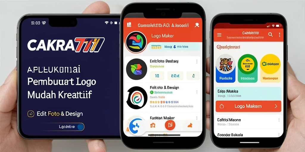Antarmuka pengguna CAKRA777 menampilkan alat desain logo yang lengkap dan mudah digunakan.