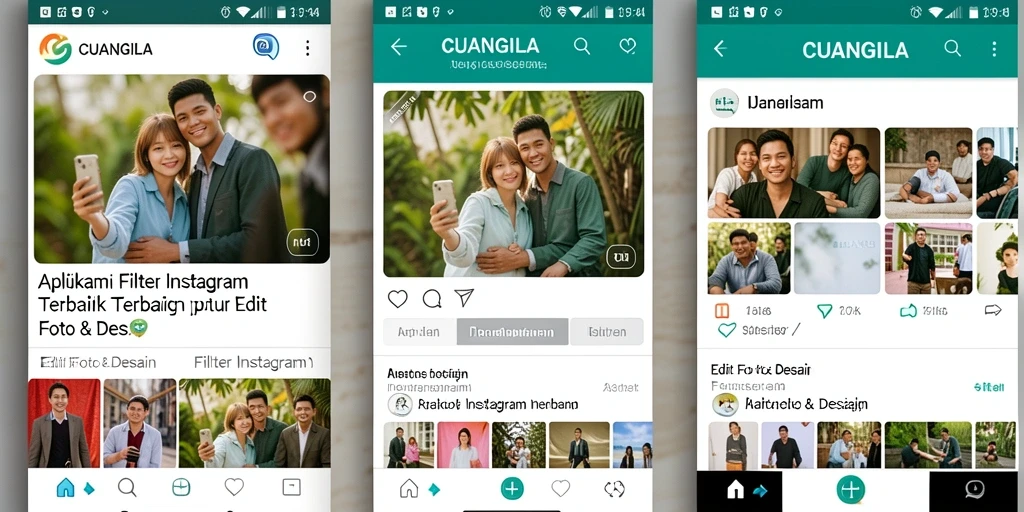 Antarmuka pengguna CUANGILA yang menarik dengan pilihan filter yang beragam.