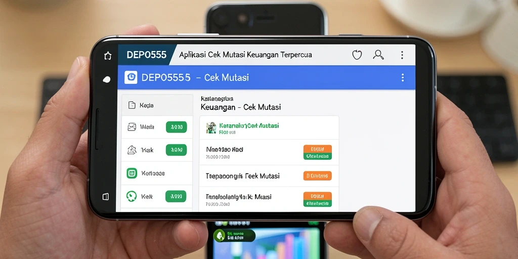 Tampilan antarmuka aplikasi Cek Mutasi DEPO555 yang sederhana dan informatif.