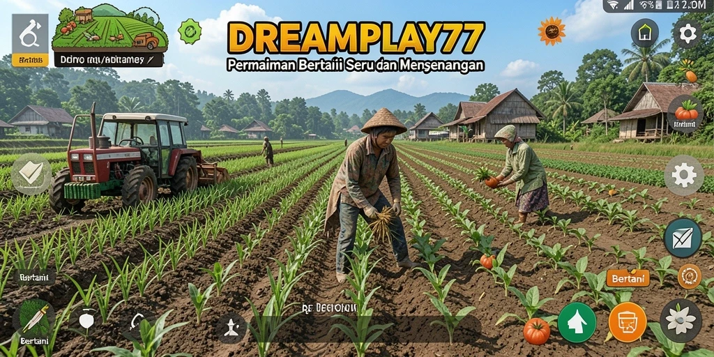 Antarmuka permainan bertani yang menarik dan mudah digunakan.