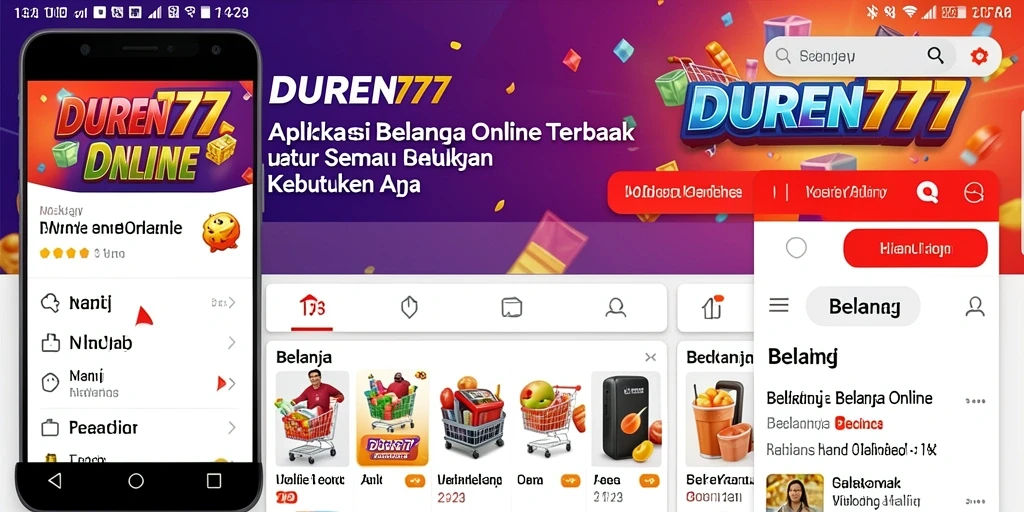 Tampilan antarmuka aplikasi DUREN777 dengan fitur Belanja Online yang praktis.