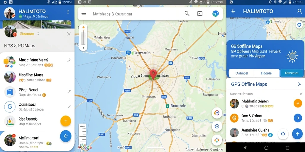 Antarmuka aplikasi HALIMTOTO menampilkan navigasi GPS offline yang intuitif.