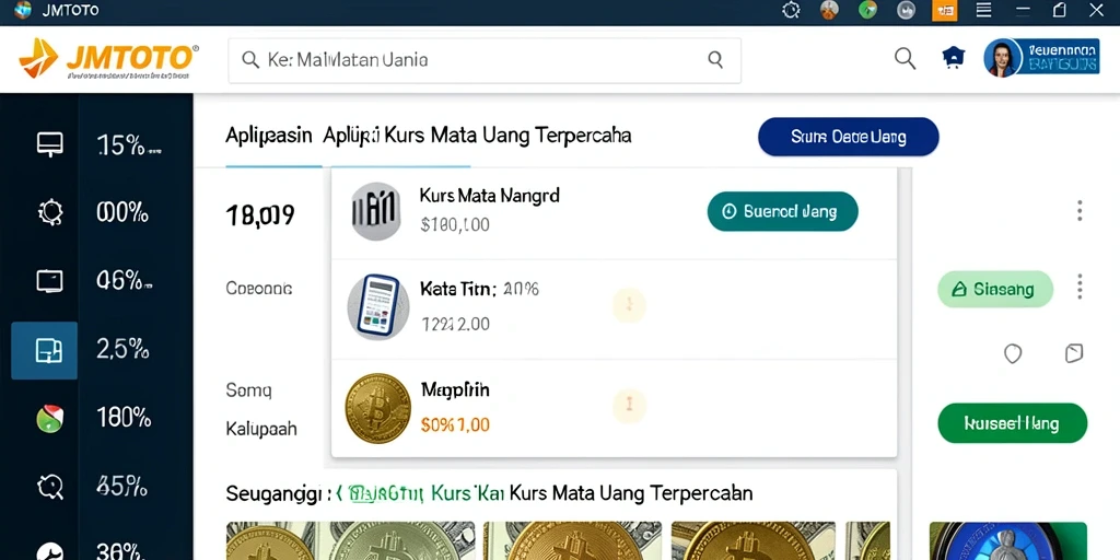 Tampilan antarmuka pengguna JMTOTO dengan informasi kurs mata uang yang akurat.
