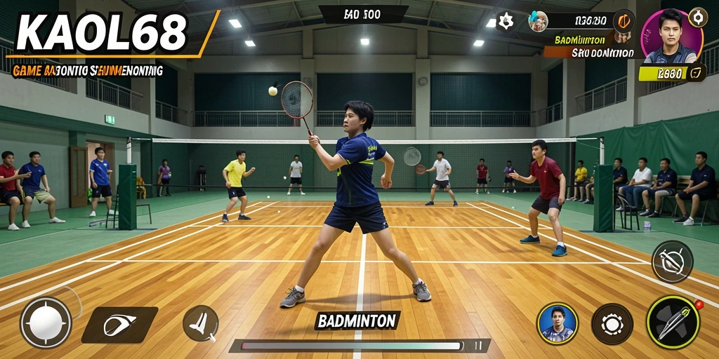 Tampilan antarmuka KAOL68 saat bermain badminton yang seru.