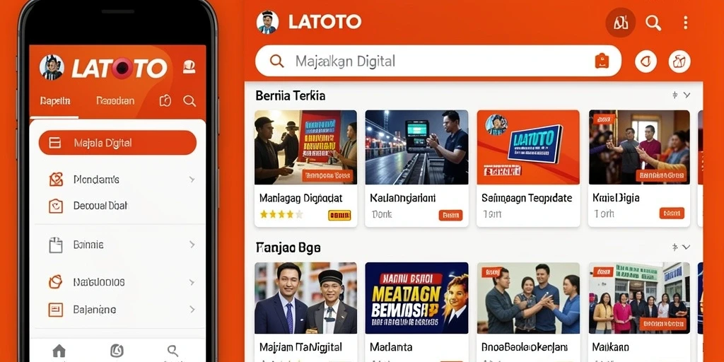 Antarmuka LATOTO menampilkan berita dengan desain menarik dan informatif.
