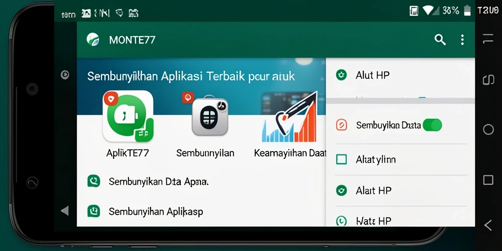 Antarmuka MONTE77 menampilkan opsi untuk menyembunyikan aplikasi dengan mudah.