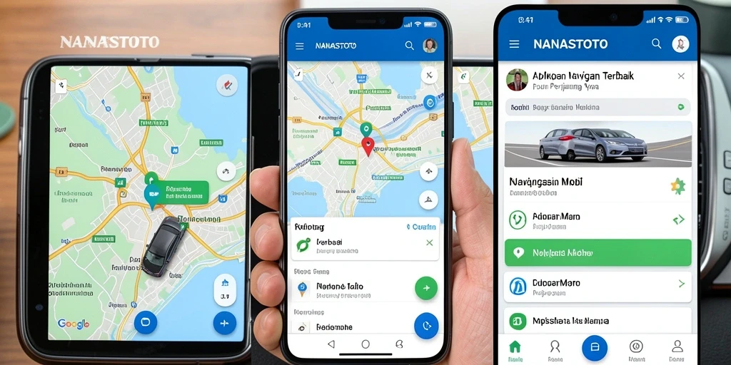 Tampilan antarmuka utama aplikasi NANASTOTO untuk navigasi mobil.