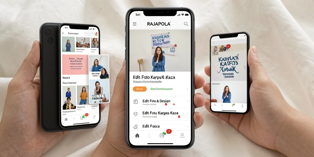 Tampilan antarmuka RAJAPOLA dengan efek Edit Foto Kertas Kaca.