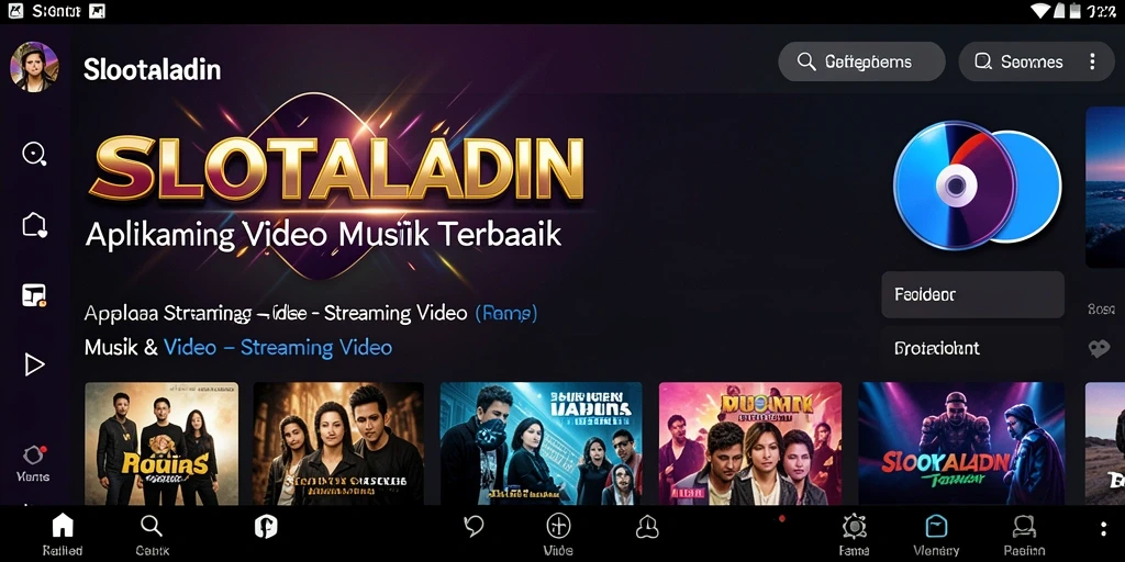 Screenshot antarmuka aplikasi SLOTALADIN menampilkan fitur streaming video.