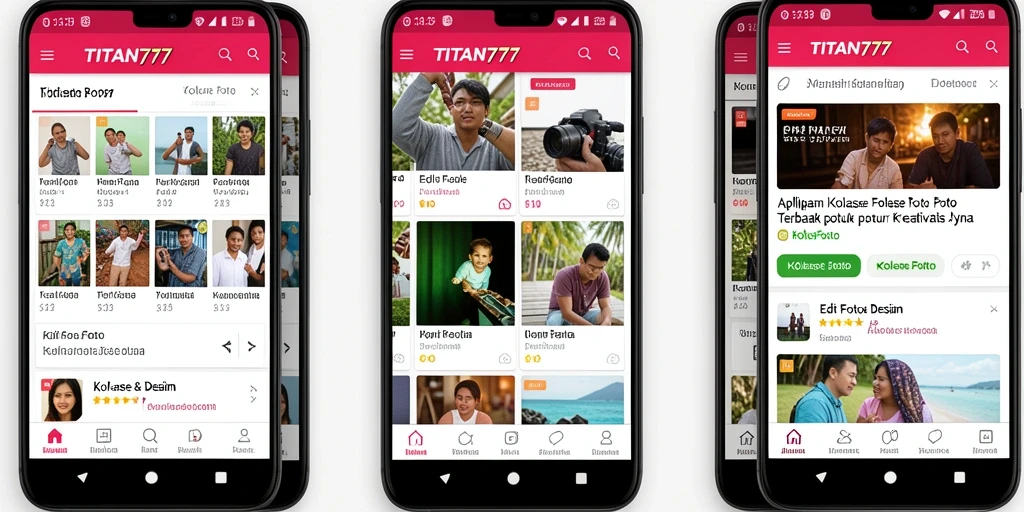 Antarmuka pengguna TITAN777 yang intuitif untuk kolase foto.