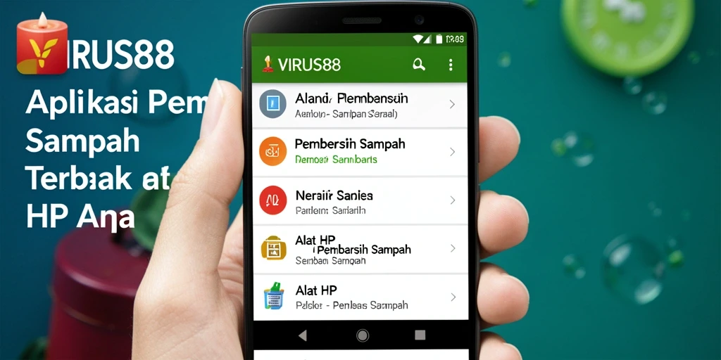 Tampilan antarmuka aplikasi VIRUS88 yang memudahkan pembersihan sampah.